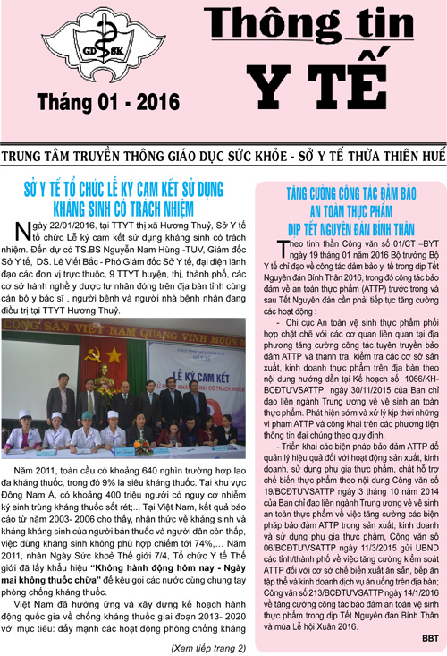 Thông tin Y tế tháng 01 năm 2016
