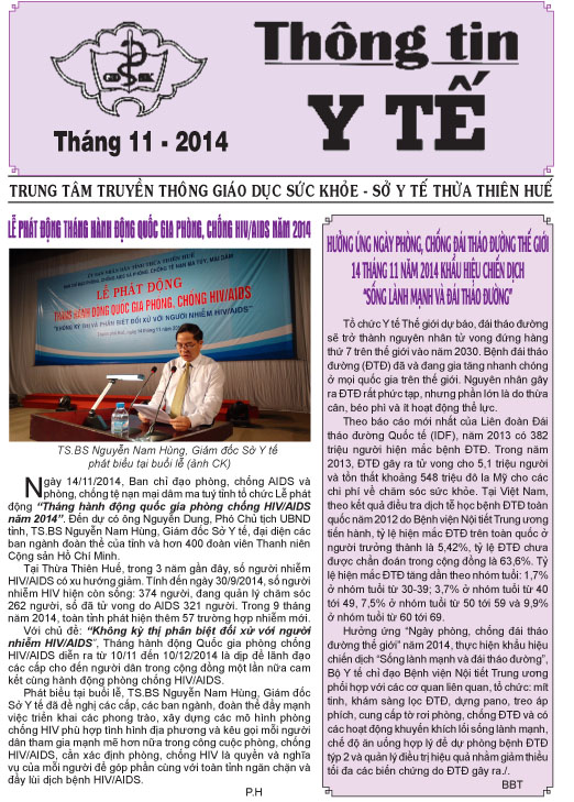 Thông tin y tế tháng 11- 2014