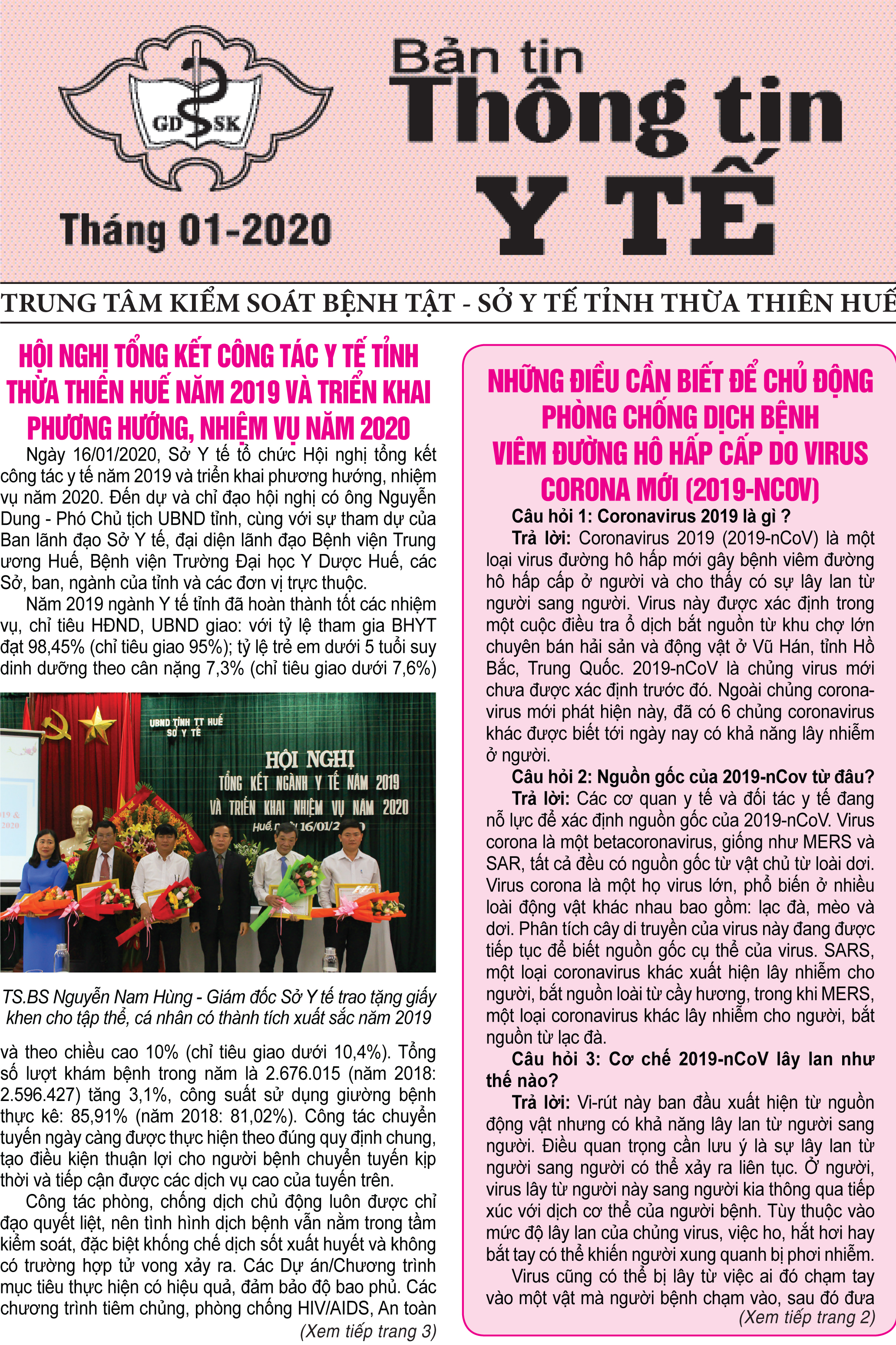 Tờ Thông tin y tế tháng 01 năm 2020