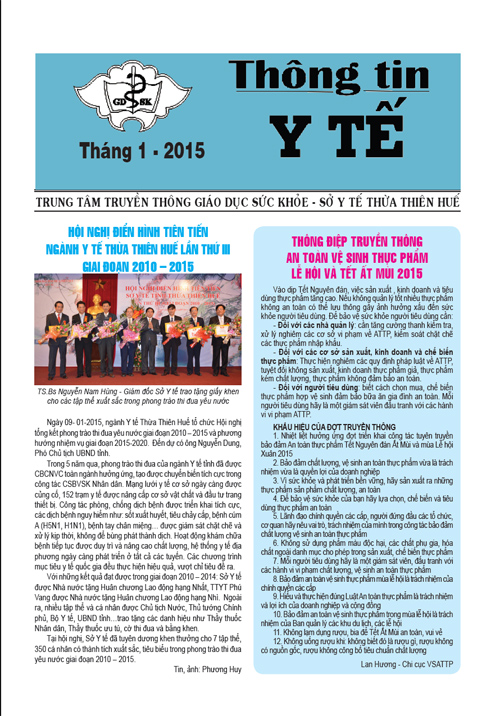 Thông tin Y tế tháng 1-2015
