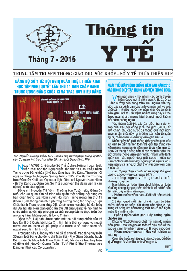 Thông tin y tế tháng 7- 2015