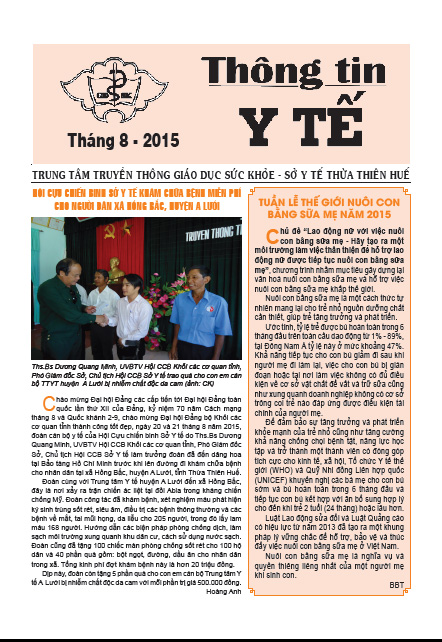 Thông tin y tế tháng 8- 2015