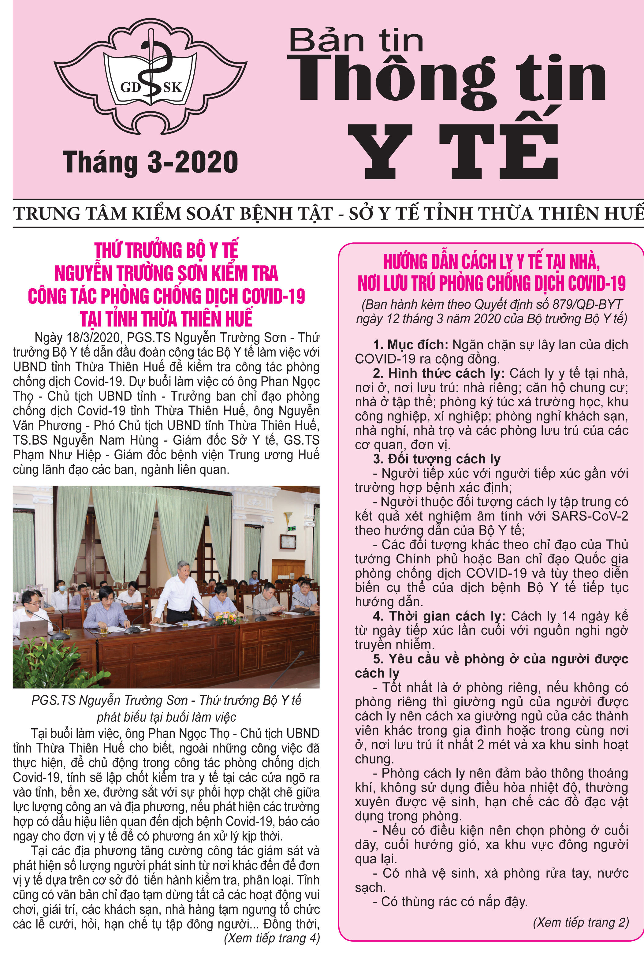 Tờ Thông tin y tế tháng 3 năm 2020