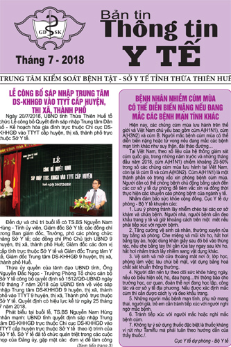 tờ Thông tin y tế tháng 7 năm 2018