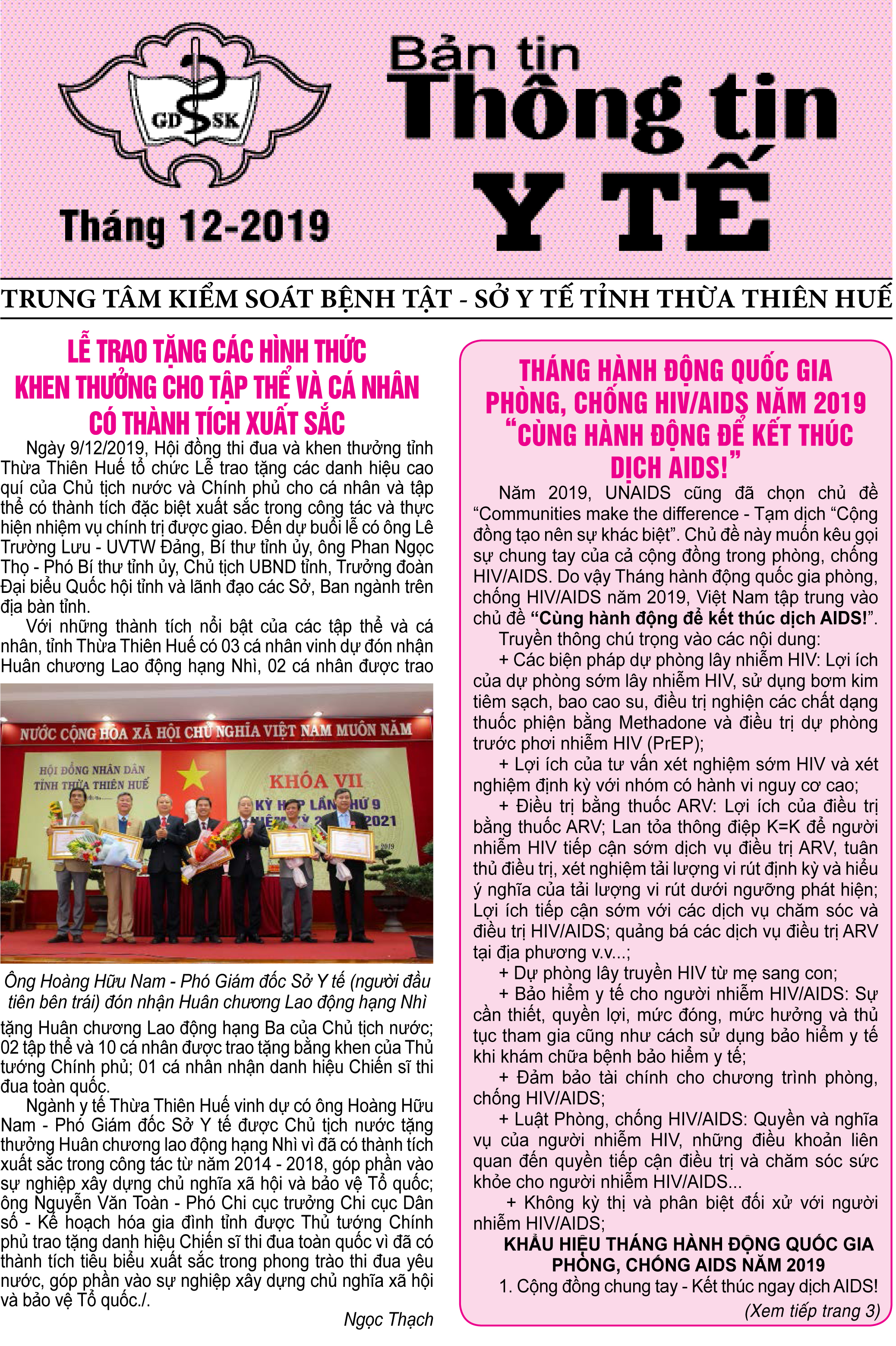 Tờ Thông tin y tế tháng 12 năm 2019