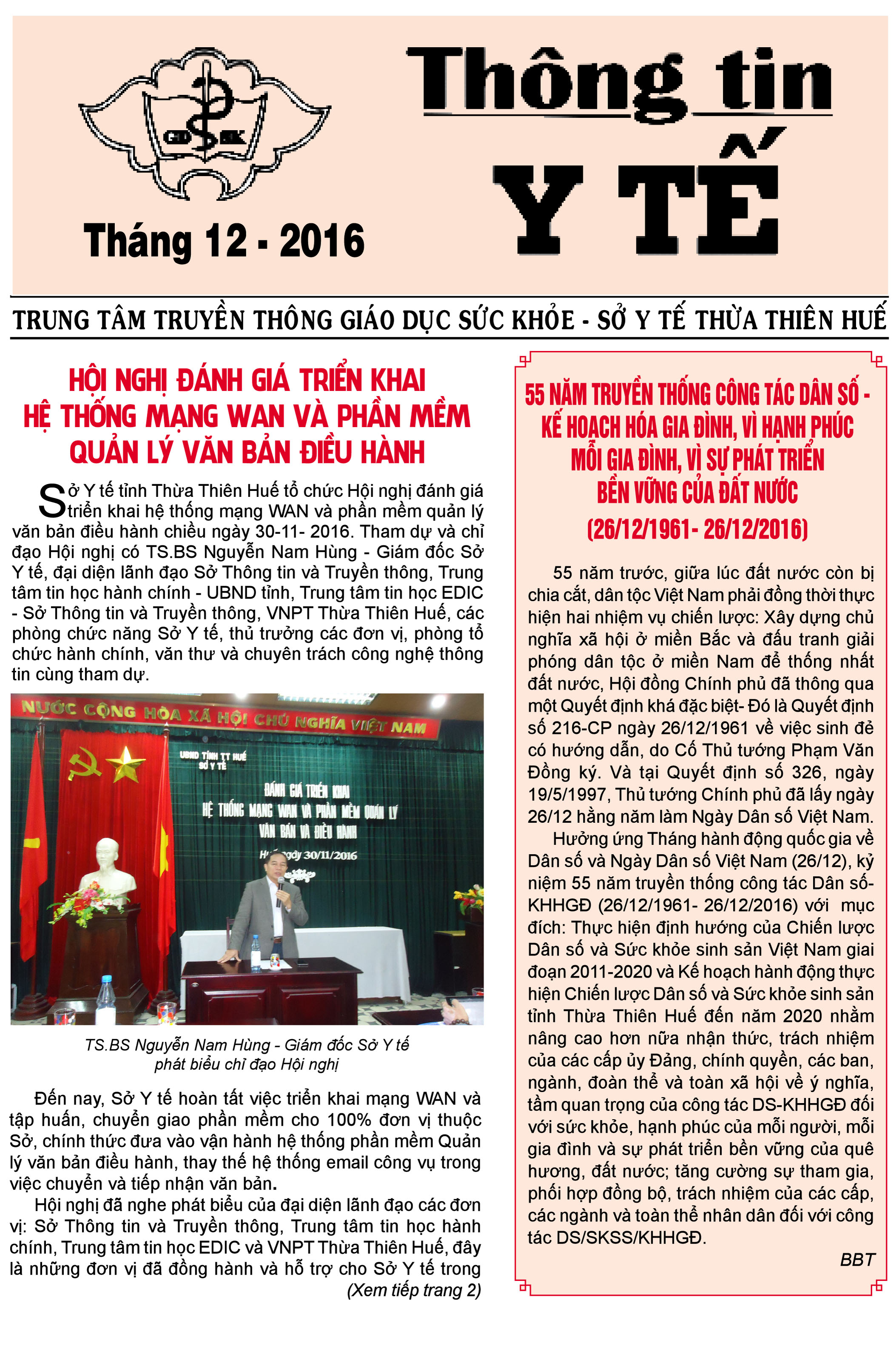 Thông tin Y tế tháng 12 năm 2016