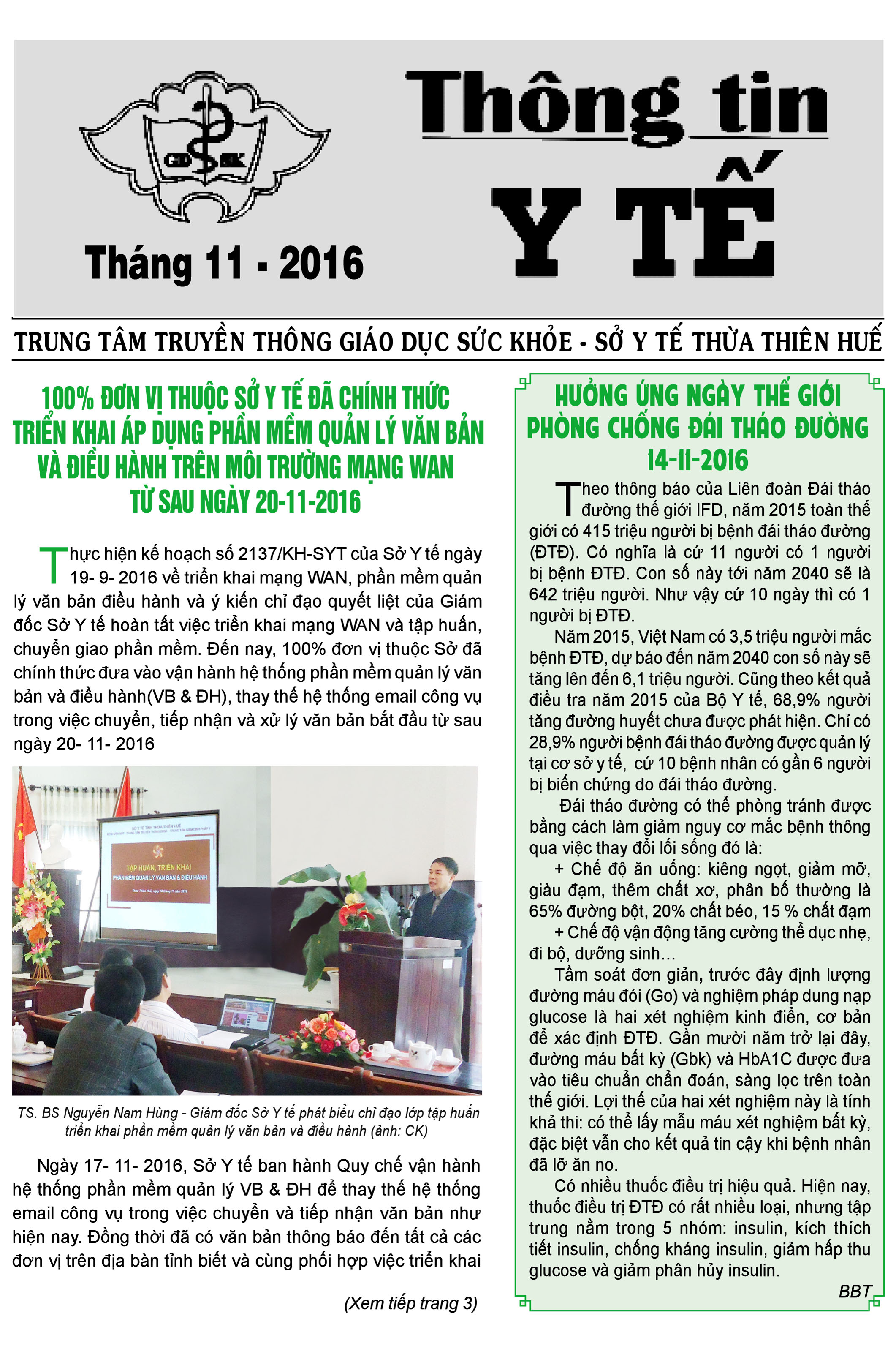 Thông tin y tế tháng 11 năm 2016