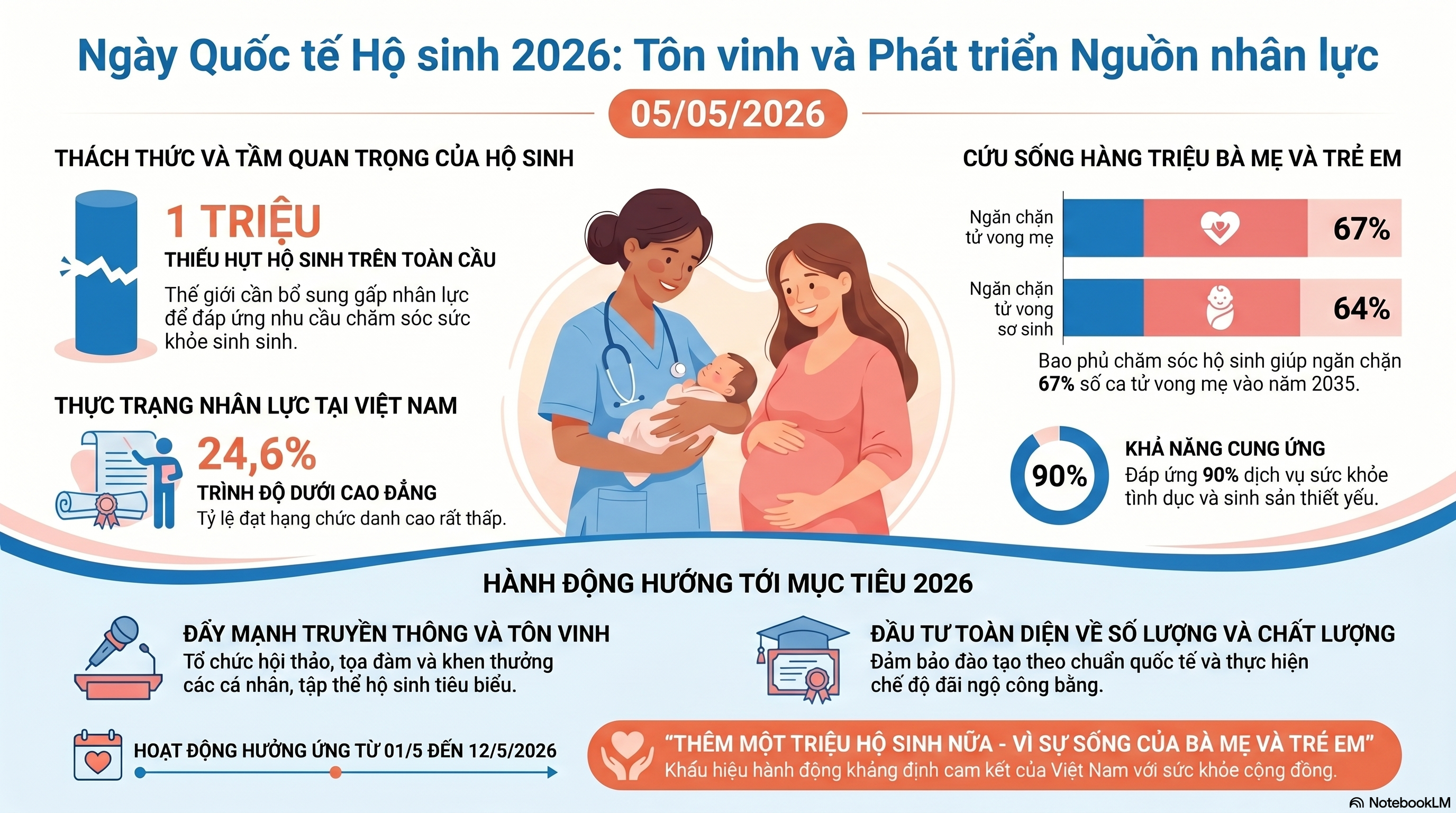 Hưởng ứng Ngày Quốc tế Hộ sinh 2026: Kêu gọi “Thêm một triệu hộ sinh nữa” vì sức khỏe bà mẹ và trẻ em